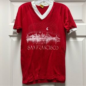 Vintage 1980s Red white San Francisco Graphic T-Shirt tourist California SMALL